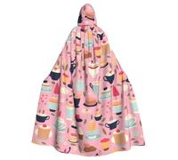 HJFCZH sweet afternoon tea Prints Halloween Adult Hooded Cloak for various party and carnival settings
