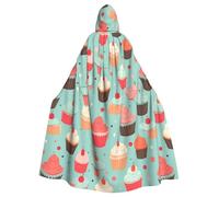 HJFCZH Sweet Cupcakes Printed Halloween Adult Hooded Cloak for various party and carnival settings