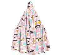 HJFCZH Sweet Ice Cream Prints Hooded Cloak - Extra Large Cape with Drawstring, Cozy Layer