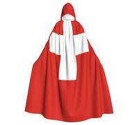 HJFCZH Swiss Flag Pattern Adult Halloween hooded jacket cloak long party cloak suitable for men and women