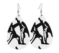 HJFCZH taekwondo martial arts Prints Teardrop Leather Earrings - Lightweight Dangle Earrings for Women, Vivid Color Faux Leather Drops with Silver Plated Hooks, Stylish Jewelry
