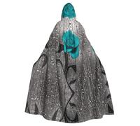 HJFCZH Teal Gray Rose Flower Prints Hooded Cloak - Oversized Cape, Cozy Throw for Halloween & Cosplay Fun