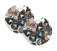 HJFCZH The beautiful butterfly Prints Car Cup Coasters 2-Pack - High-Grade Neoprene Layers for Spillproof Protection & Stylish Vehicle Interiors - Fits Most Cars