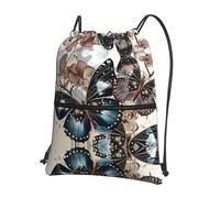 HJFCZH The beautiful butterfly Prints Drawstring Zipper Backpack - Lightweight Water-Resistant Gym Bag for Travel, Sports & Yoga - Durable Foldable Cover with Front Pocket
