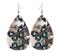 HJFCZH The beautiful butterfly Prints Drip Earrings - Stylish Faux Leather Charms - Lightweight Dangling Jewelry for Women & Girls - Festive Holiday Accents
