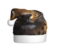 HJFCZH The deep-eyed leopard Printing Christmas Hat for Adult Soft and Fluffy Brim, Lightweight Comfort