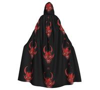 HJFCZH The devil horn Pattern Halloween Adult Hooded Cape Super Large Hooded Cloak with Bow Tie, No Zipper