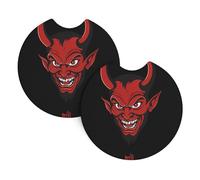 Hjfczh The Devil Horn Printed Car Interior Cup Holder Pad 2 Pc Waterproof & Quick Drying, Protects Against Spills & Scratches