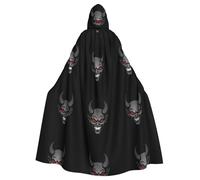 HJFCZH The devil smiles on the face of the tiger Pattern Halloween Adult Hooded Cape Super Large Hooded Cloak with Bow Tie, No Zipper