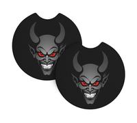 Hjfczh The Devil Smiles On The Face Of The Tiger Printed Car Interior Cup Holder Pad 2 Pc Waterproof & Quick Drying, Protects Against Spills & Scratches