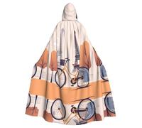 HJFCZH The Eiffel Tower And A Bicycle Picture Halloween Adult Hooded Cape Super Large Hooded Cloak