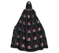 HJFCZH The Eye of Terror in the Forest Pattern Halloween Adult Hooded Cape Super Large Hooded Cloak with Bow Tie, No Zipper