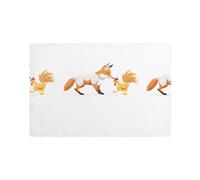 HJFCZH The Fox that Stole The Chicken Prints Placemats Set of 6 12x18in - Heavy-Duty Polyester Table Covers Engineered for Lasting Performance