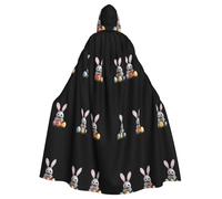 HJFCZH The little rabbit looks for Easter eggs Pattern Halloween Adult Hooded Cape Super Large Hooded Cloak with Bow Tie, No Zipper