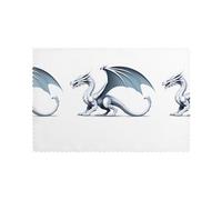 HJFCZH The Silver Dragon Slowly Rose Up Prints Placemats Set of 6 12x18in - Durable Table Layers with Heat-Resistant & Stylish Prints