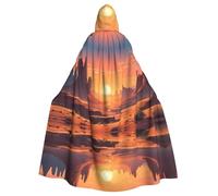 HJFCZH The Sun Sets In The West Prints Halloween Adult Hooded Cloak for various party and carnival settings