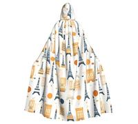 HJFCZH tower paris Prints Halloween Adult Hooded Cloak for various party and carnival settings