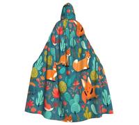 HJFCZH Tropical Animal Fox Printed Halloween Adult Hooded Cloak for various party and carnival settings