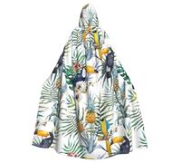 HJFCZH Tropical Leaves Bird Prints Hooded Cloak - Extra Large Cape with Drawstring, Cozy Layer