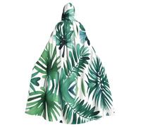 HJFCZH Tropical Palm Tree Leaves Watercolor Prints Halloween Adult Hooded Cloak for various party and carnival settings