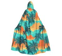 HJFCZH Tropical Palm Trees Printed Halloween Adult Hooded Cloak for various party and carnival settings