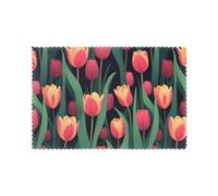 HJFCZH Tulip Scape Prints Placemats Set of 6 12x18in - Durable Table Layers with Heat-Resistant & Stylish Prints