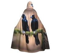 HJFCZH Two black crows Prints Halloween Adult Hooded Cloak for various party and carnival settings