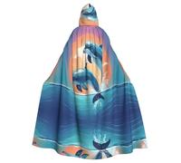 HJFCZH Two Dolphins Prints Halloween Adult Hooded Cloak for various party and carnival settings