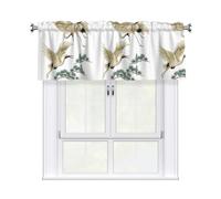 HJFCZH Two Japanese Cranes Flying Traditional Painting Prints Kitchen Window Cover - 54x18 Inch Peach Skin Valance for Soft Lighting & Easy Style