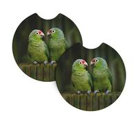 HJFCZH Two Parrots on Green Palm Tree Prints Car Cup Coasters 2-Pack - Neoprene Drink Covers for Worry-Free Driving & a Spotless Interior - Fits Most Vehicles