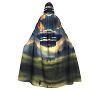 HJFCZH UFO landing Picture Halloween Adult Hooded Cape Cloak for wear during Halloween, role-playing