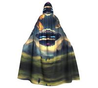 HJFCZH UFO landing Printing Halloween Adult Hooded Cloak is a super large, comfortable, and durable cloak