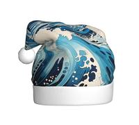 HJFCZH Ukiyo-e style waves Printing Christmas Hat for Adult Making It a Fun and Durable Gift for Men and Women