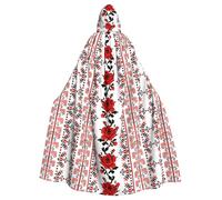 HJFCZH Ukrainian Embroidery Style Rose Prints Hooded Cloak - Long Polyester Throw for Durable Cosplay & Halloween