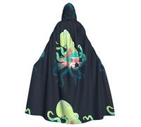 HJFCZH Underwater Ocean Octopus Prints Hooded Cloak - Extra Large Cape, Durable Costume Throw for Cospla