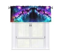HJFCZH Universe Galaxy Star Space Prints Kitchen Window Cover - 54x18 Inch Peach Skin Valance for Soft Lighting & Easy Style