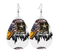 HJFCZH US Army Cool American Flag Eagle Prints Drip Earrings - Stylish Faux Leather Charms - Lightweight Dangling Jewelry for Women & Girls - Festive Holiday Accents