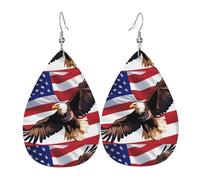 HJFCZH USA Patriotic Eagle with American Flag Prints Drip Earrings - Stylish Faux Leather Charms - Lightweight Dangling Jewelry for Women & Girls - Festive Holiday Accents