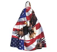 HJFCZH USA Patriotic Eagle with American Flag Prints Hooded Cloak - Extra Large Cape with Drawstring, Cozy Layer