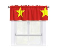 HJFCZH Vietnamese Flag Prints Kitchen Window Cover - 54x18 Inch Peach Skin Valance for Soft Lighting & Easy Style