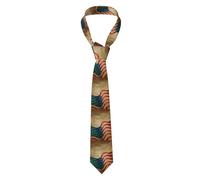 HJFCZH Vintage American Flag 4Th of July USA Prints Men's Classic Tie - Durable Polyester Neck Layer for Business, Everyday Wear & Special Occasions