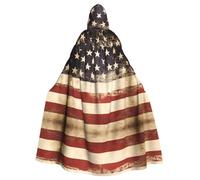 HJFCZH Vintage American USA Flag Prints Hooded Cloak - Extra Large Cape with Drawstring, Cozy Layer