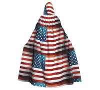 HJFCZH Vintage American USA Flag Prints Hooded Cloak - Extra Large Cape with Drawstring, Cozy Layer