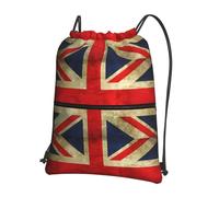 HJFCZH Vintage British Flag Prints Drawstring Zipper Backpack Lightweight Sport Gym Bag Water-Resistant Travel Throw Cover for Men Women Teens