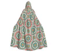 HJFCZH Vintage Mandala Flowers Prints Hooded Cloak - Extra Large Cape with Drawstring, Cozy Layer