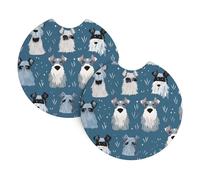 Hjfczh Well-Behaved Schnauzer Printing Car Coasters (2 Pack) - Durable Rubber Cup Holder Protectors, Waterproof & Odorless Interior Accessories