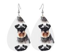 HJFCZH Well-behaved schnauzer Prints Dangle Leather Earrings - Elegant Water Drop Drops for Festive Style & Everyday Chic