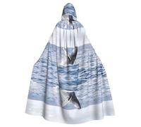 HJFCZH Whale Above Sea Water Prints Hooded Cloak - Extra Large Cape with Drawstring, Cozy Layer