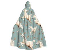 HJFCZH white horse animal Prints Halloween Adult Hooded Cloak for various party and carnival settings