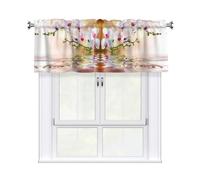 HJFCZH White Orchid In The Pond Prints Kitchen Window Cover - 54x18 Inch Peach Skin Valance for Soft Lighting & Easy Style